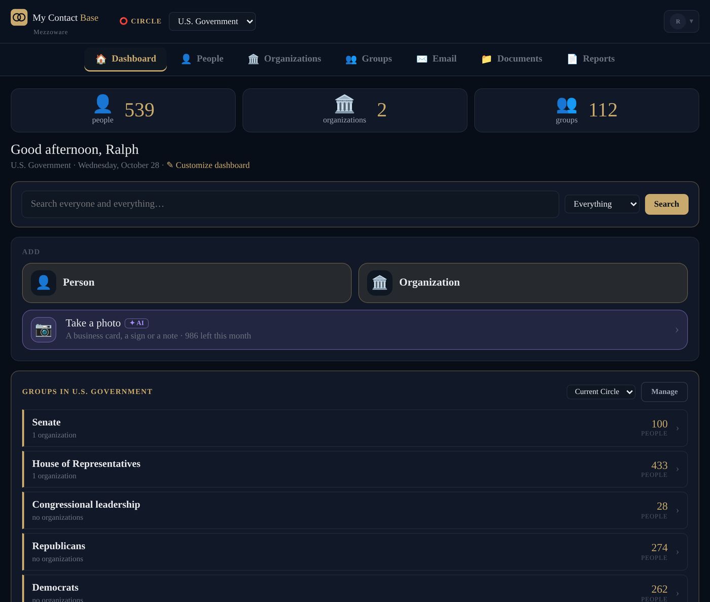 The Dashboard, in the U.S. Government Circle