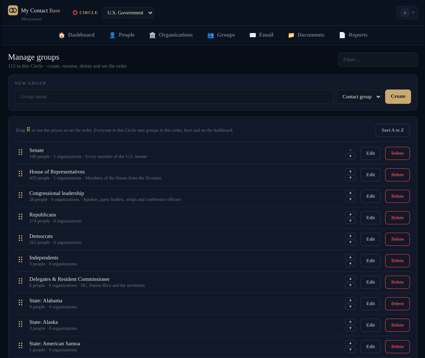 Manage groups